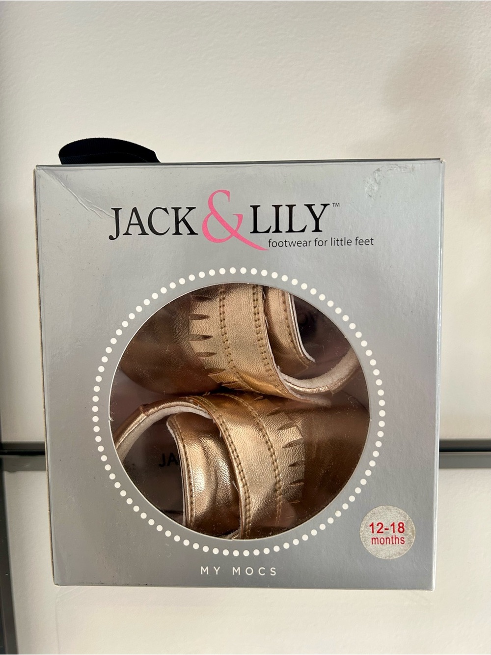 Jack & Lily Kids Moccasins in Metallic Rose Gold